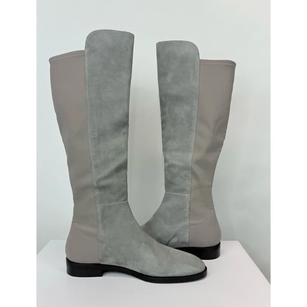 New Stuart Weitzman Keelan City Suede Knee High Boot In Grey Sz 10.5